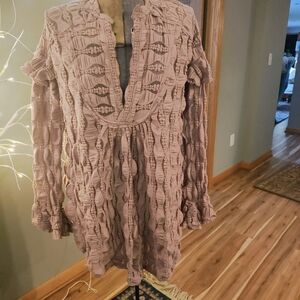 Textured Pink Long Sleeve Top